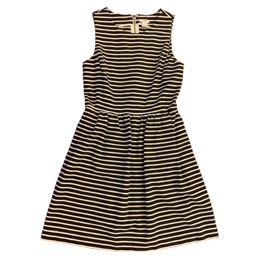 J. Crew Black & White Striped Daybreak Dress
